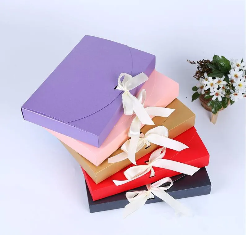 100 sztuk 26x17.5x3.5 cm Duży pudełko Kosmetyczna Butelka Szalik Odzież Odzież Packaging Kolor Papier Pudełko z Bielizna Ribbon Box Packing