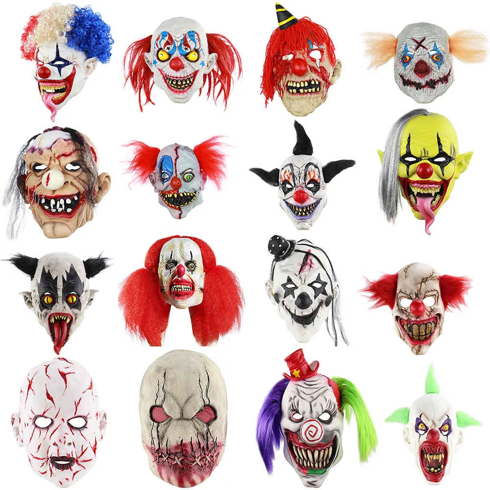 Halloween Clown sanglant effrayant horreur adulte Zombie monstre Vampire Latex Costume fête pleine tête masque accessoires