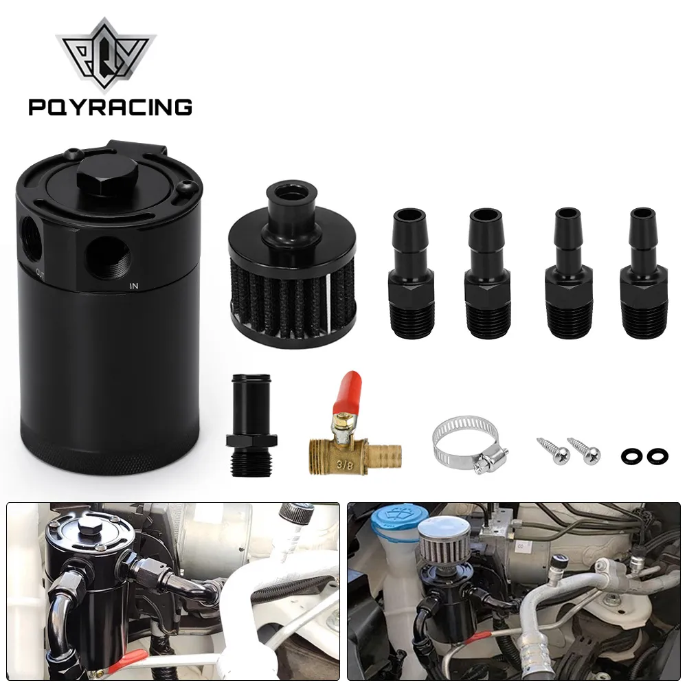 PQY - Universal Billet Aluminium Bogfled Oil Catch Can Tank z filtrem oddechowym Mini Separator oleju PQY -TK92