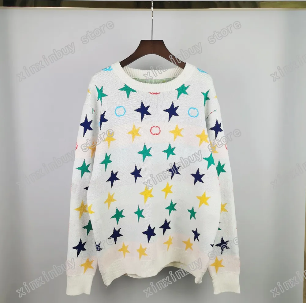 21ss Designers Sweaters luxury Mens Womens Jacquard Color five-pointed star Man Paris Fashion Tee Top Quality Tees Street long Sleeve luxurys yellow