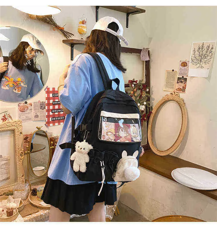 3d Rucksack Rosa Cartoon Weibliche Bunny Anime Schule Tasche Kawaii