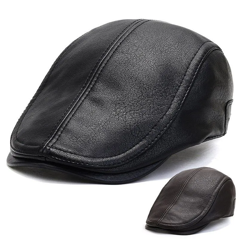 DHgate Mens Adjustable PU Leather Ivy Cap Breathable Fishing Flat Golf Driving Hat Black Brown Tan Fashion Accessories