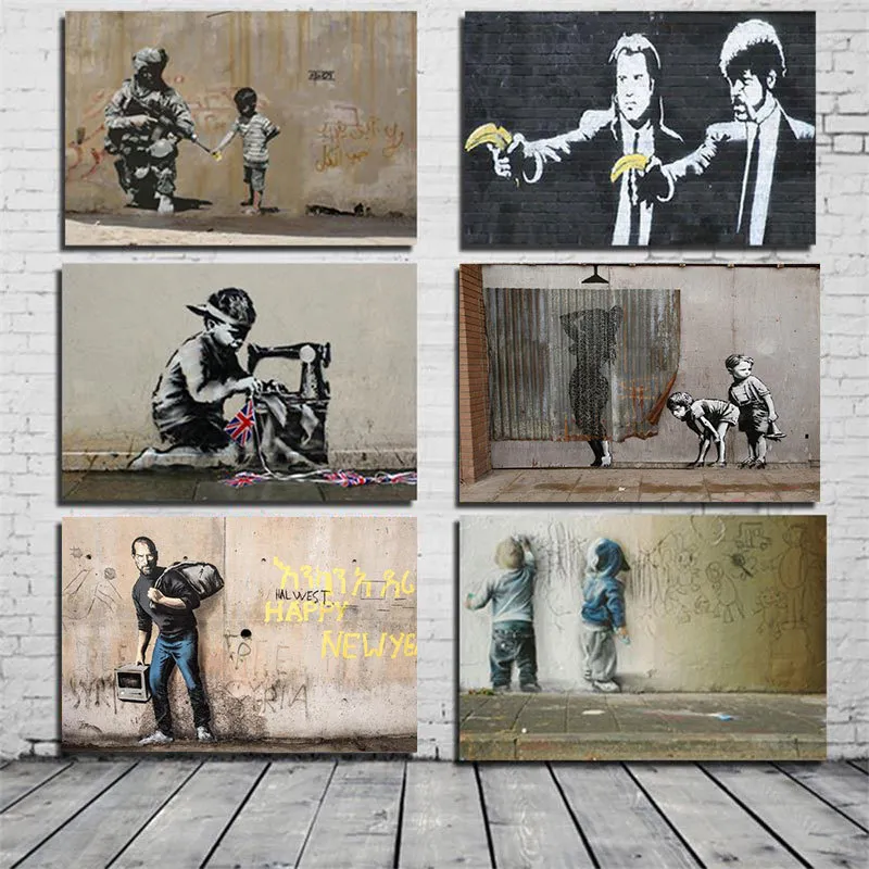 Peinture par numéros pour adultes sur toile Banksy Street Art