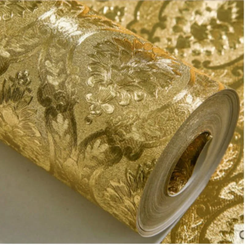 Altın Kabartmalı Duvar Kağıdı Rulo 3D Rölyef Damask Duvar Kağıdı Oturma Altın Kabartmalı Duvar Kağıdı Rulo 3D Rölyef Damask Duvar Kağıdı Oturma