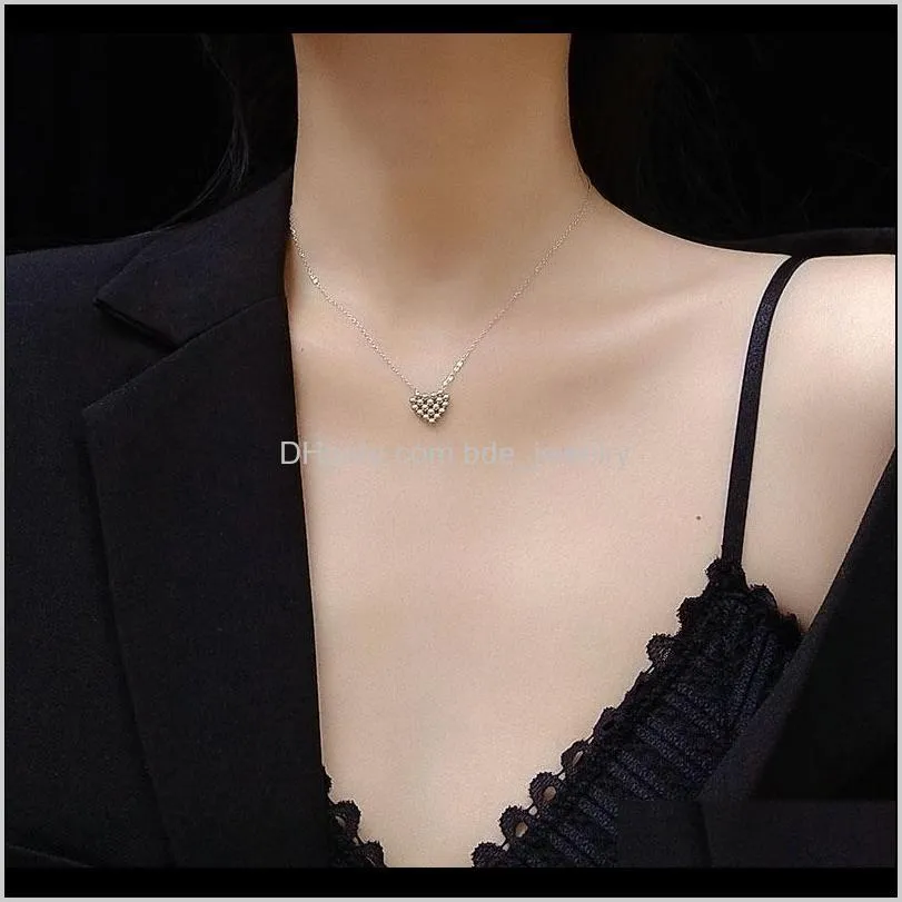 gold plated stainless steel beads heart necklace women fashion jewelry, simple neck chains love pendant necklaces for woman chokers