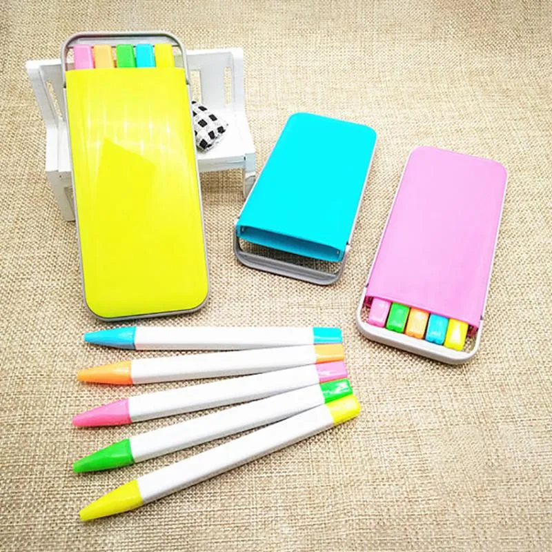 Highlighters 5 st / set Candy Färg Highlighter Pen för barn Kawaii Fragrance Marker Stationery Office School Supplies Anpassa med Logo