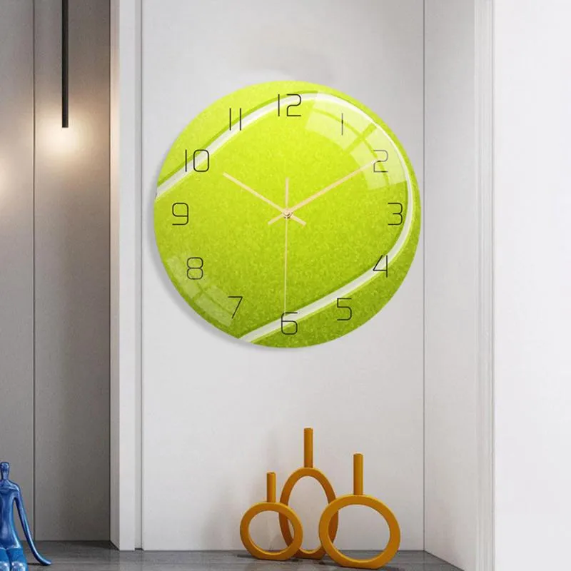 Decorazioni per la casa Orologi da parete al quarzo muti Superficie in plexiglass Acrilico Sport Palla da tennis Piatto Ventilatore Soggiorno