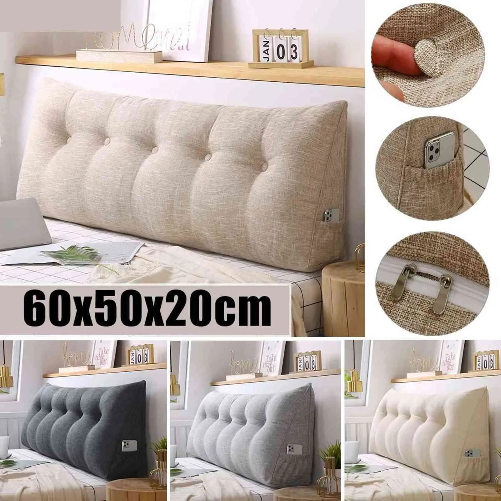 60x50x20 cm ligstoel bed lees rust driehoekige wig lumbale rug kussen sofa kussen kussen woonkamer lumbale pad Home Decor 211110