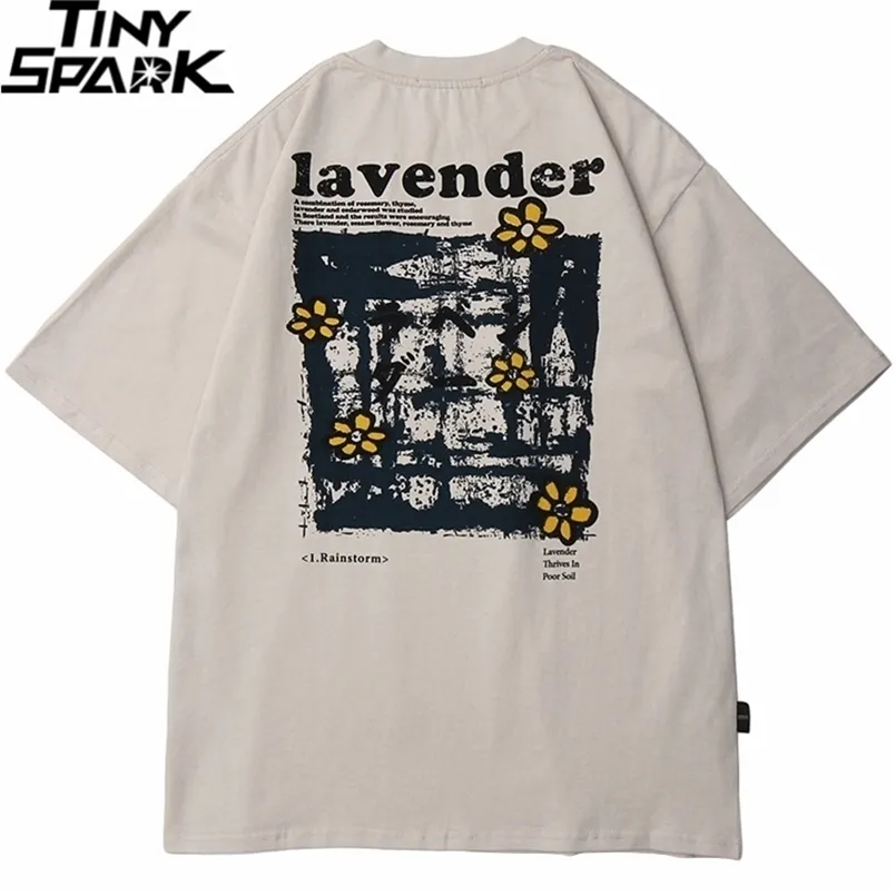 Hommes Hip Hop T-shirt Streetwear Harajuku T-shirt floral Oversize Summer T-shirt à manches courtes Lâche Coton Tops Tees HipHop 210716