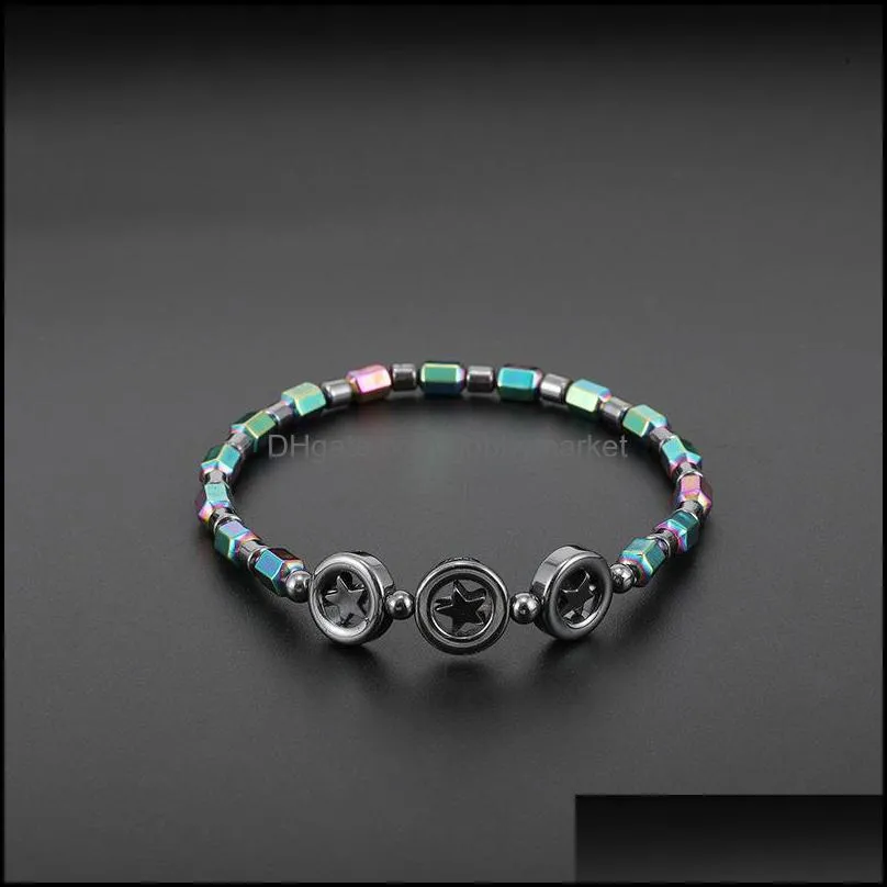 New Magnetic oval hematite stone bead Anklets bracelet Rainbow color women Summer beach Health Energy Healing anklets model foot