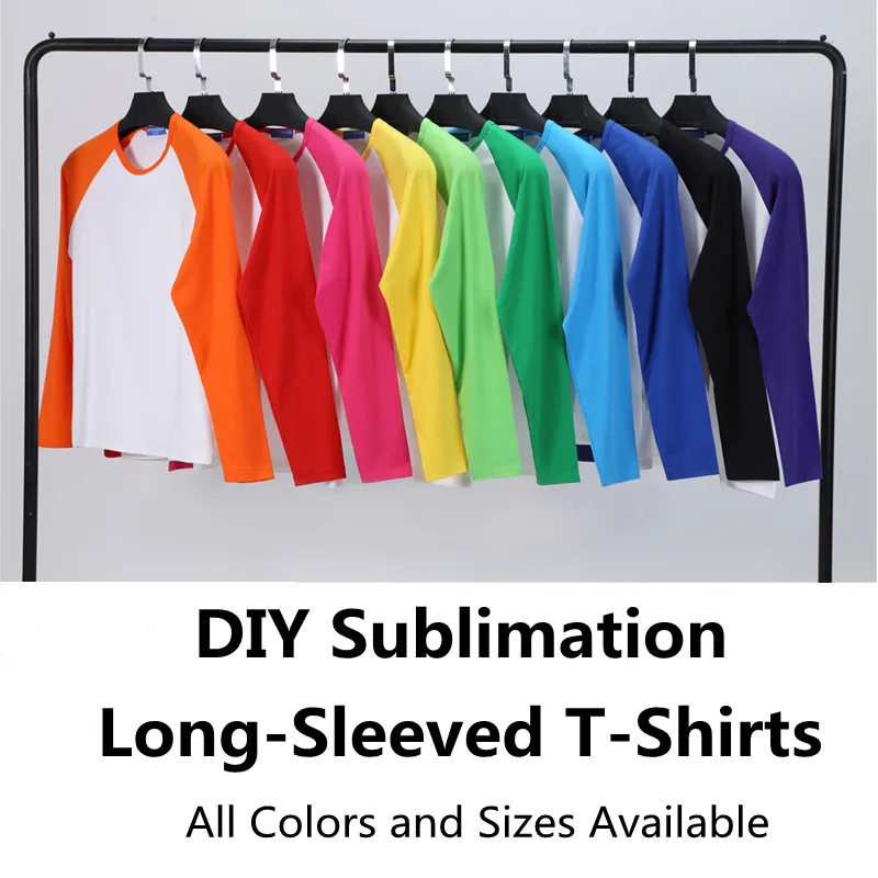 Sublimation Blanks T-Shirt Thermal Heat Transfer Printing Long Sleeved Shirts DIY Unisex Blouse Top Tee Parent Child Couple Raglan Hoodies Valentine Gift Wholesale