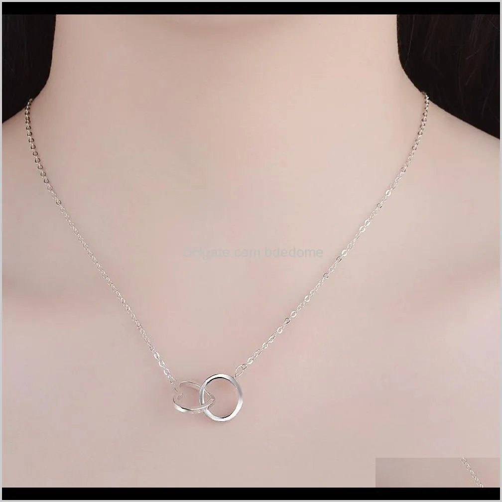 pendant necklace heart with love letter circle steel crystal zircon rose gold and imitation rhodium plated confirmed color metal chain