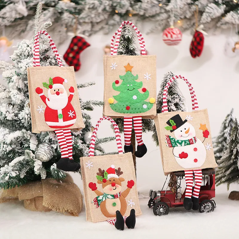 Jul godis presentkassar Xmas Santa Claus Kids Handväska Söt påse Sack Presentpåse Party Supplies Dekorationer CGY130
