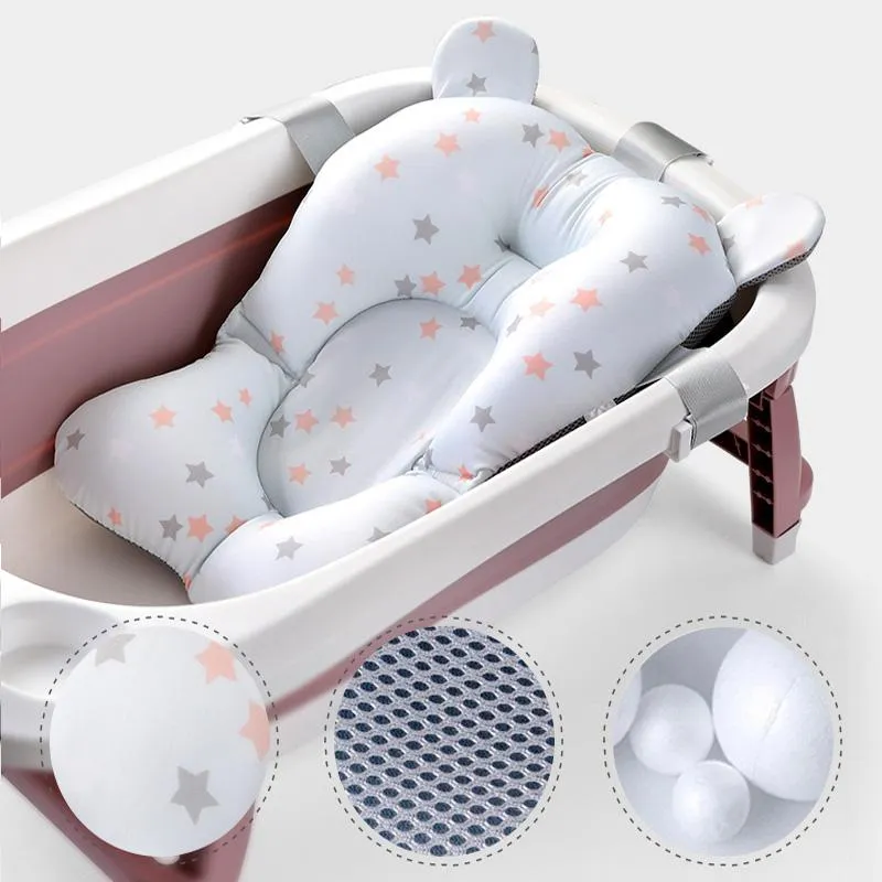 Baignoires de bain Sièges Cartoon Baby Shower Tapis de baignoire Tapis de soutien Oreiller pliable Born Safety Bath Infant Anti-Slip Soft Comfort Cushion