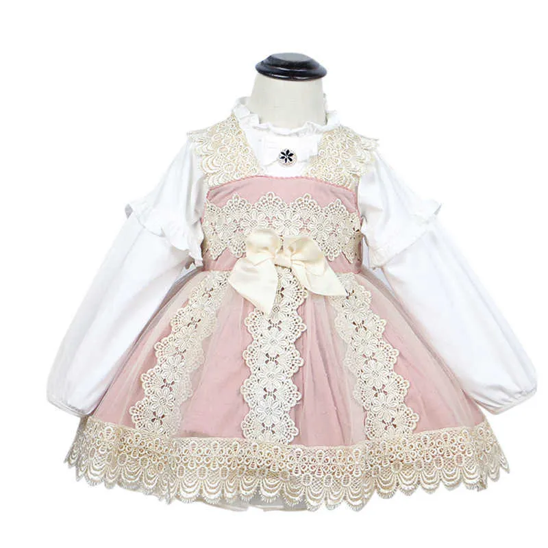 CEKCYA Baby Girls Spanish Dress Toddler Turkiet Vintage Princess för Tjej Kids Lolita Ball Gown Födelsedagsfest Frocks 210615