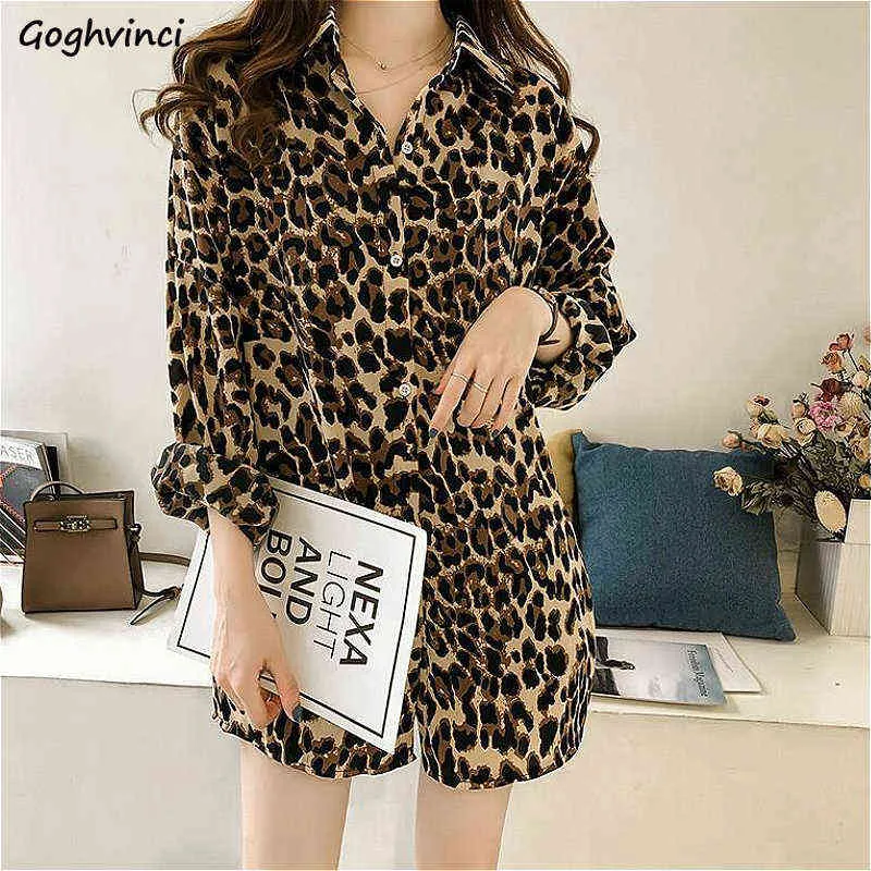 Blusas Camisas Mulheres Chiffon Leopard-Cópia All-Match Harajuku Loose Sun-Proof Streetwear Moda Tamanho Grande 4xL Outono Lazer H1230