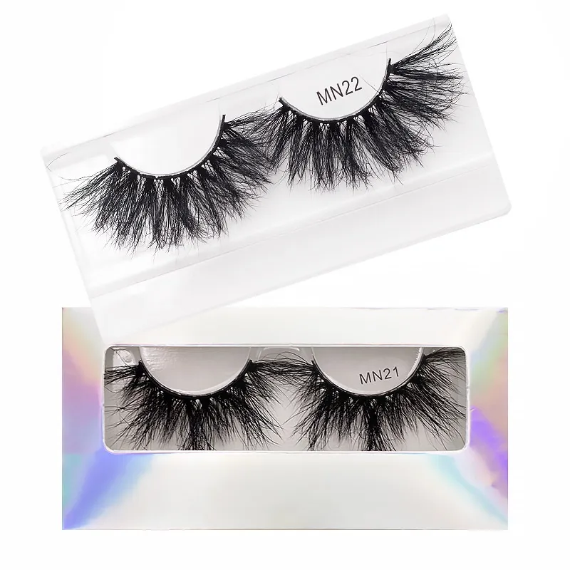 Fabriqué à la main 25mm 3D Vison Cheveux Faux Cils Épais Long Doux Lumière Bouclés Entrecroisé Faux Cils Extensions Maquillage Des Yeux Laser Emballage 9 Modèles DHL Gratuit