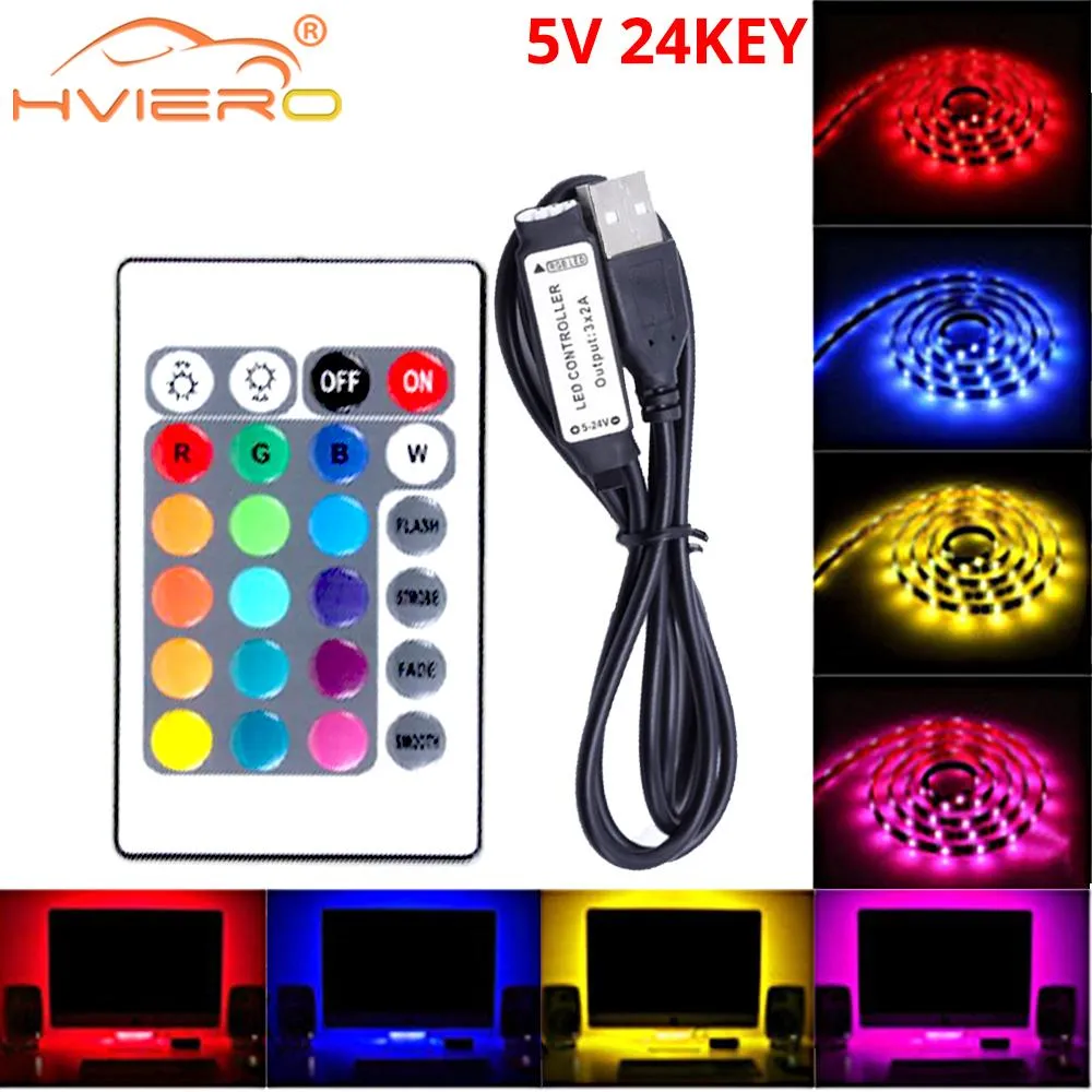 5 v Luzes USB LED Strip RGB Controlador Remoto 5V 12V 24V Volt Tiras Remotes Controladores 24 Key Wireless