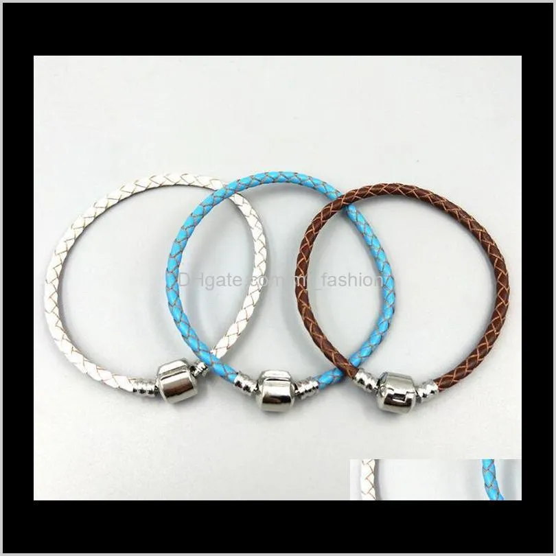 wholesale- authentic 925 sterling silver clasp bead original stamp woven leather bracelet fits  charms bracelet diy fashion