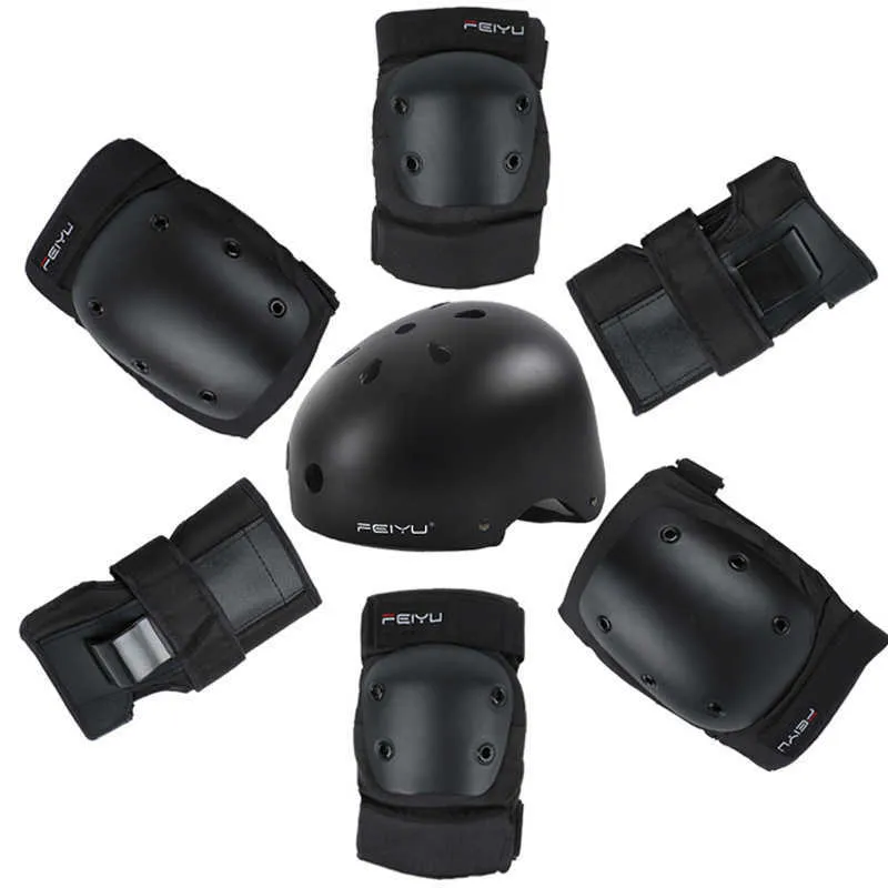 Conjunto de Engrenagem Protetora Skating Capacete Almofadas Elbow Pads Protetor de Pulso para Crianças Adultos Ciclismo Patinagem Rock Climbing Q0913