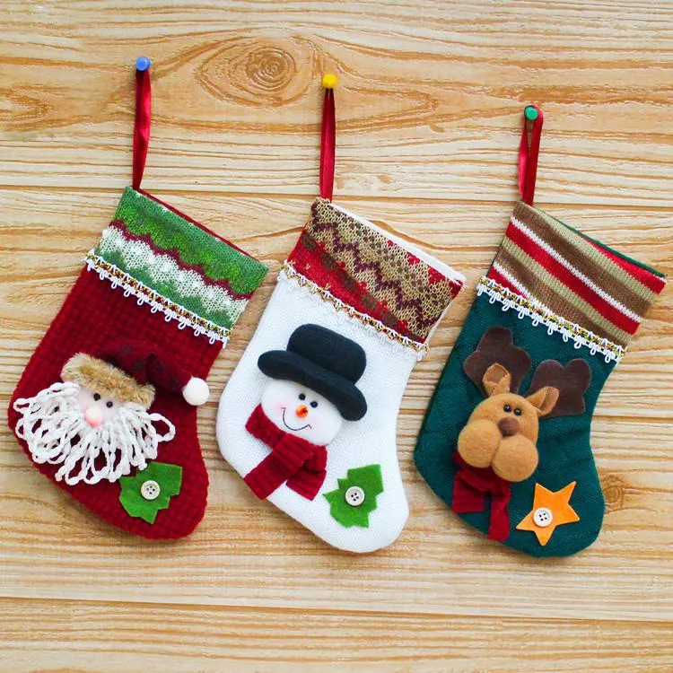 Weihnachtsdekoration Strümpfe Socken 2021 Weihnachten Knicken Santa Claus Candy Gift Tasche Festival Dekor Jahr für Baby Kinder