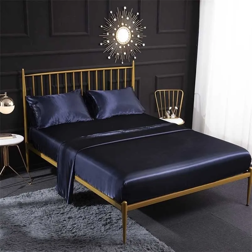 Conjunto de cama de luxo rainha king size conjunto de folha de cama 150 euros Única cama de cetim duplo conjunto 4 piecs lençóis e fronhas 220210