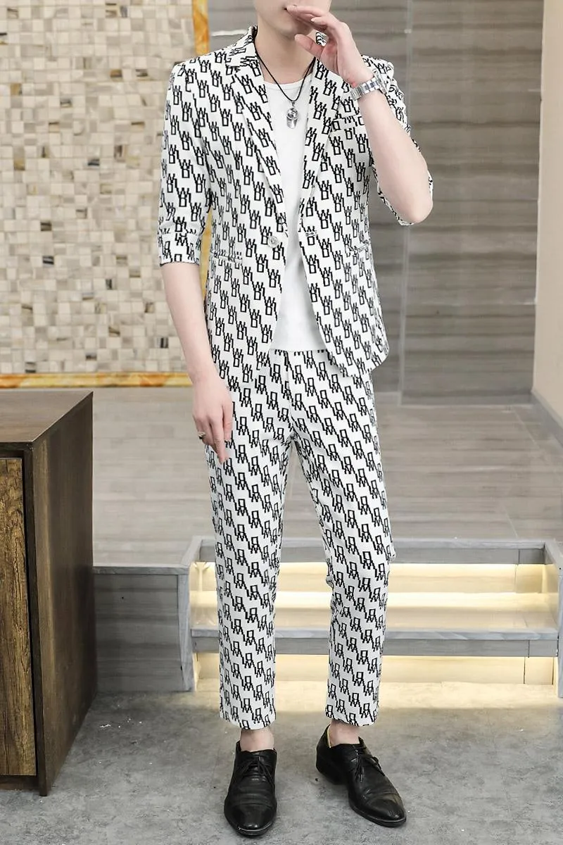 公式サイトでは メンズスーツブレザーズトレンド21製品イギリス風メンズプリントフィッティングボーイフレンドソーシャルクラブファッション服男性デザイナー2ピース 公式通販オンラインストア Vtech Computer Com