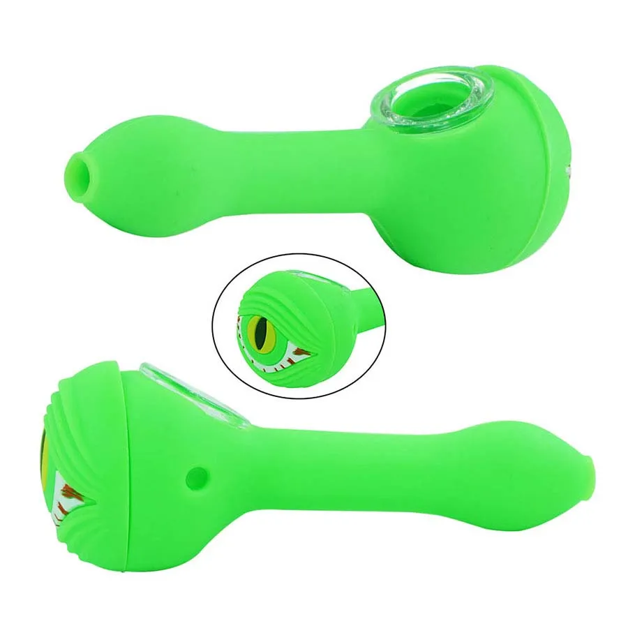 Rokende buizen Gevormde handpijp 4.6 '' Silicone Bong Glass Bongs Gebruik voor tabak