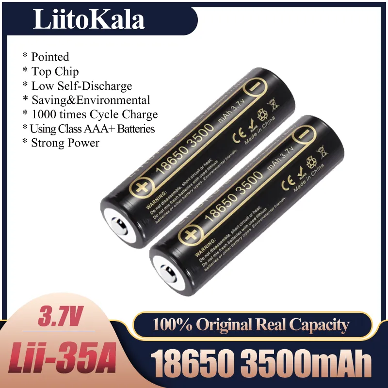 100% Orijinal LiitoKala Lii-35A 3.7 V 3500 mAh pil 10A Boşaltma Şarj Edilebilir 18650 Piller İHA