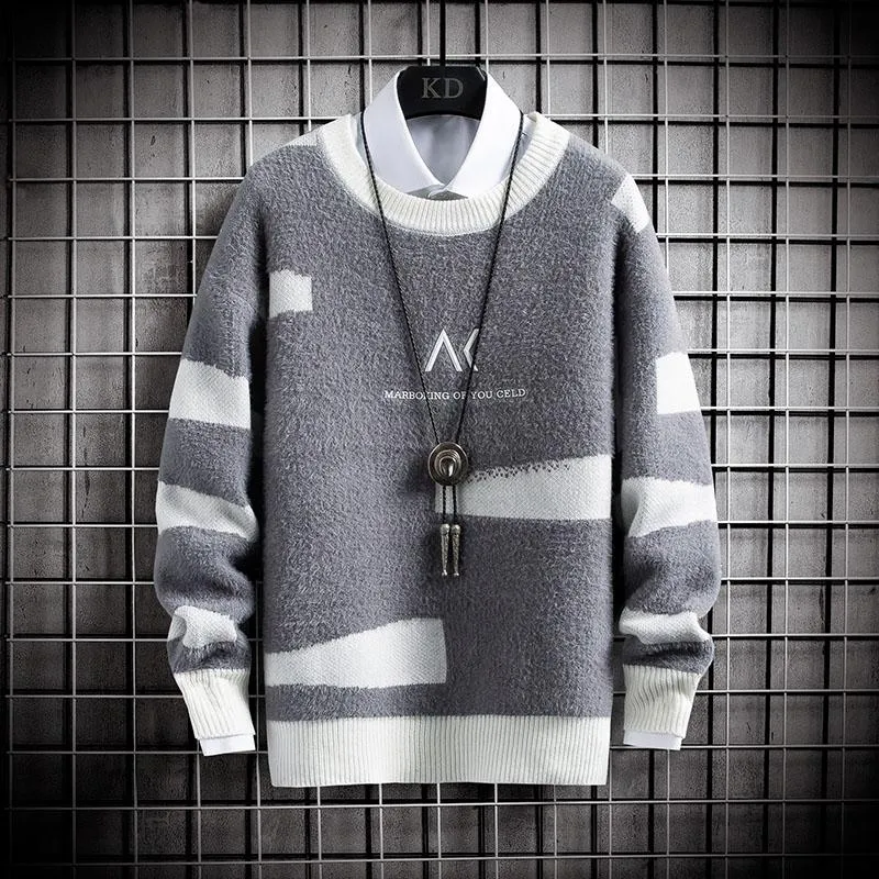 Pulls pour hommes pull en cachemire tricoté hommes 2021 pull décontracté d'hiver Harajuku coréen polaire