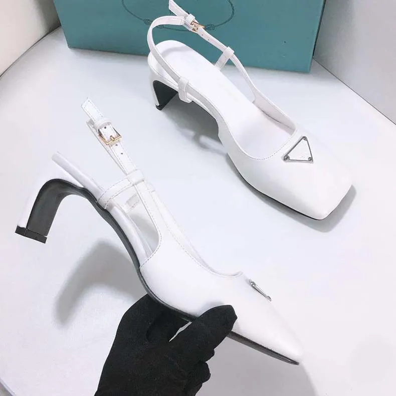 Luxury Designer Heels Women Leather Dress Shoes white Black Stiletto Heel Shoe Woman Wedding Party sandals With Box