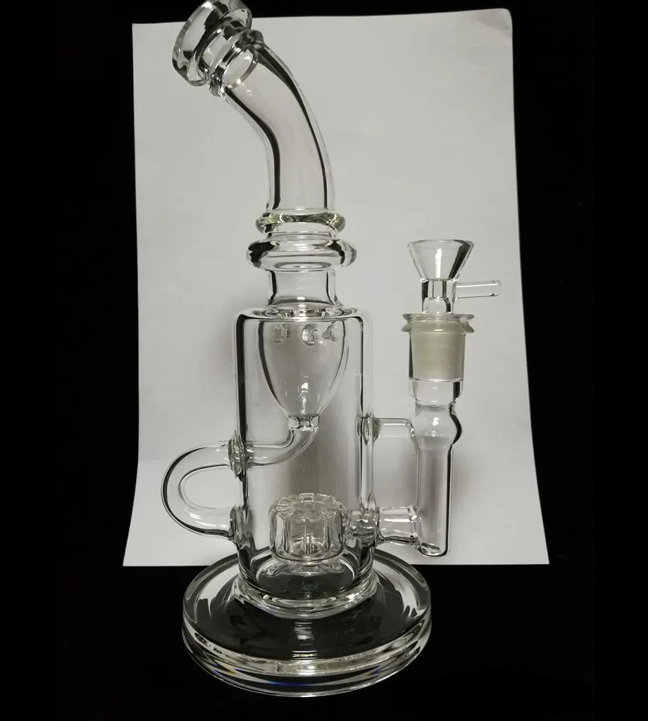 9,5 pouces narguilés Klein bong en verre Dab Rig Oil Rigs Lunettes Recycler Fumer pipe à eau bongs fonctionnels Clear joint 14.4mm