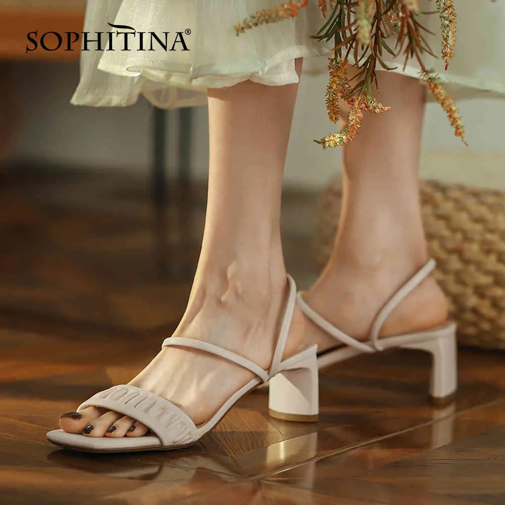 Sofitina Sandały damskie Słodkie Letnie Plisowane Sandały Premium Skórzane Sandały Dwa Wear Style Comfort Casual Lady Buty AO844 210513