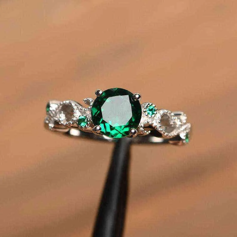 Gu Li Simple Women's Ring Classic Dark Green Crystal Rhinestone Zircon Female Ring For Womem Wedding Engagement Jewelry G1125