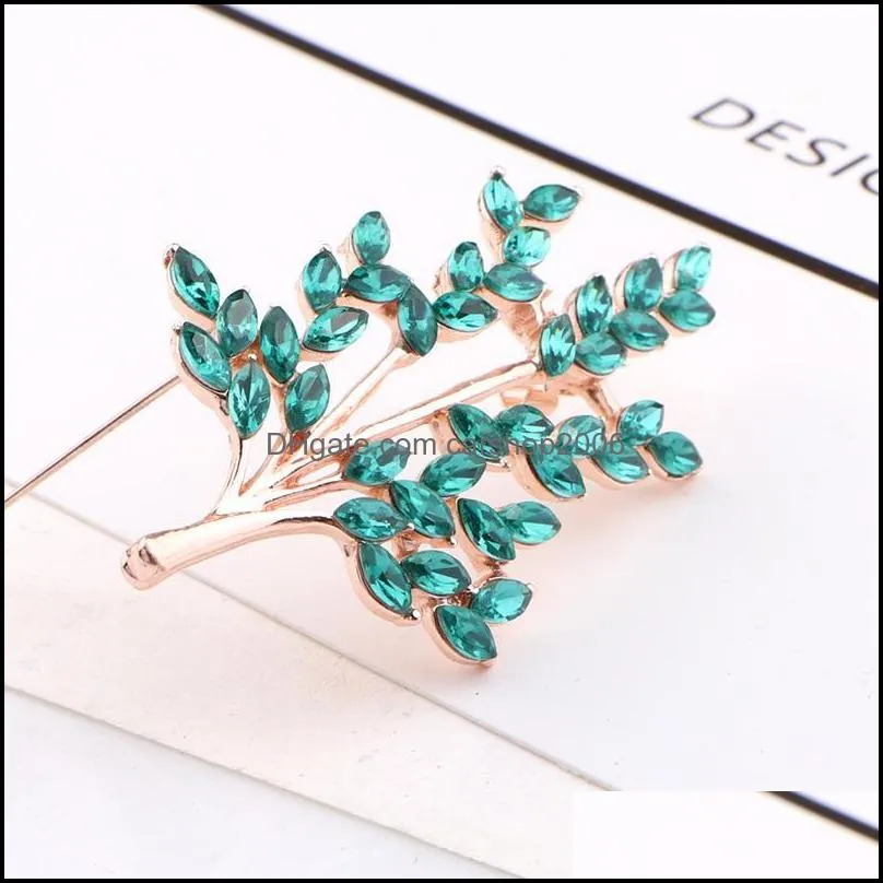 Pins, Brooches TODOX Brooch Fashion Beauty Tree Women Rose Gold Zinc Alloy Crystal Exquisite Flower Clothes Pin Wedding Party Gift Man