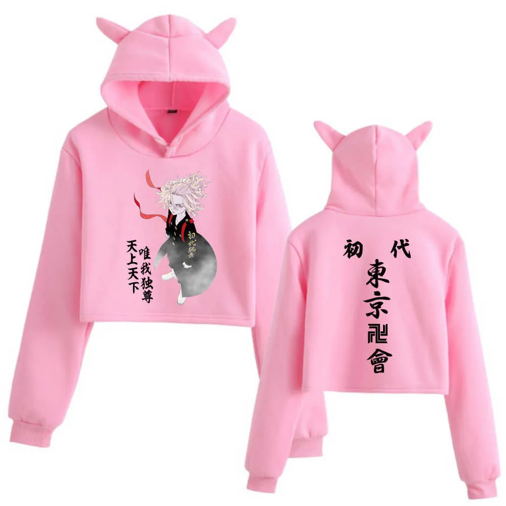 Токио реверссы Mikey Hoodie Anime мода пуловеры Tops Cute Print Woman Y0804