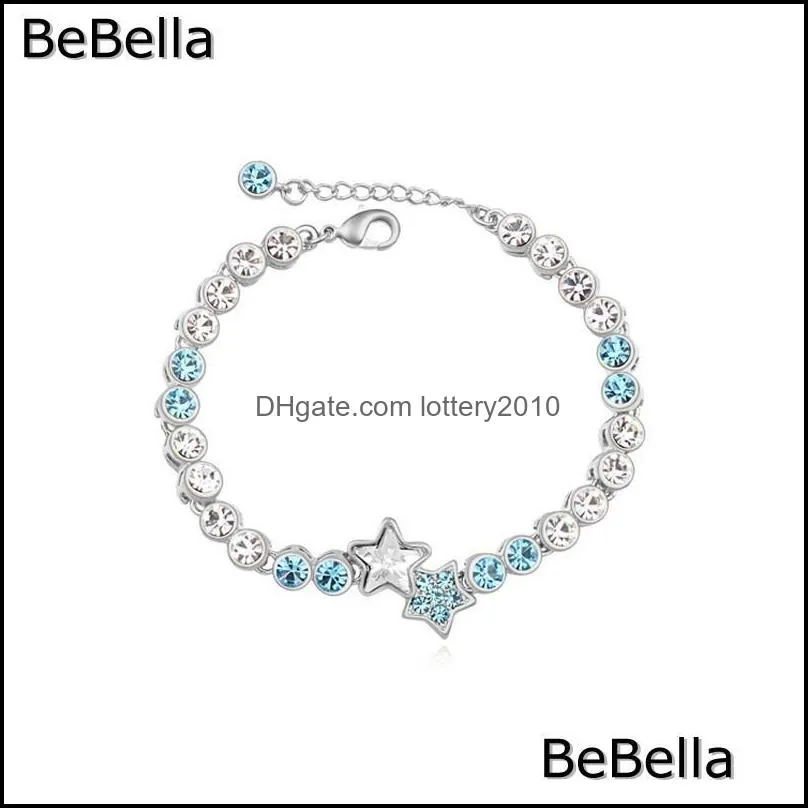 BeBella new 5 colors pentagram star crystal bracelet made with Czech crystal for girls Christmas gift1