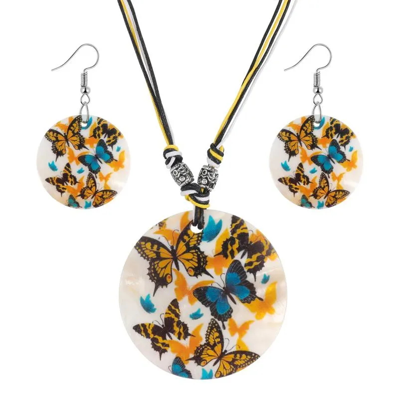 Oorbellen ketting zomer kleurrijke email bloemen hart shell sieraden sets vrouwen Afrikaans kostuum touw chian maxi oorrang set