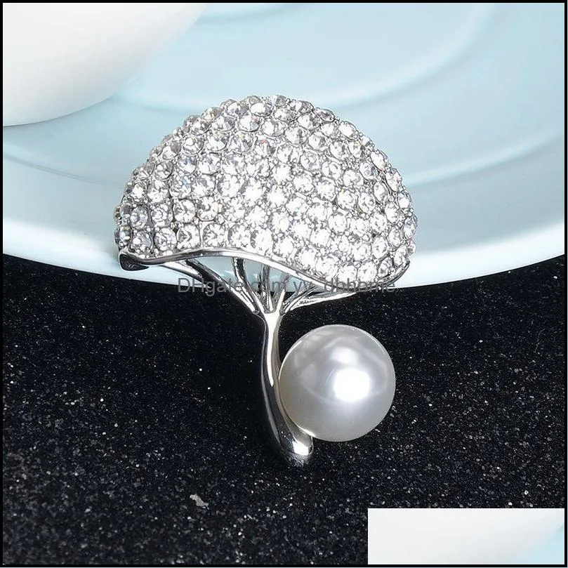 Pins, Brooches Fashion Fine Rhinestone Big Mushroom For Women Pins Pearl Gift Pride Jewelry