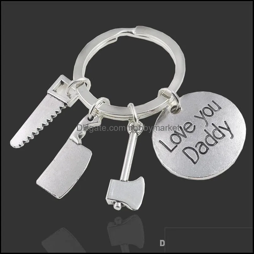 Keyring ``If Dad Can``t Fix It No One Can`` Hand Tools Keychain Hammer Screwdriver Wrench Charms Key Ring Key Hold Fashion Jewelry