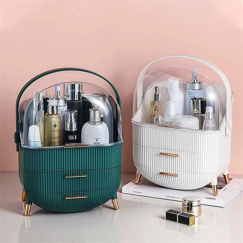 Maquiagem organizador caixa de armazenamento desktop gaveta de plástico jóias es banheiro impermeável beleza presente de natal 211102