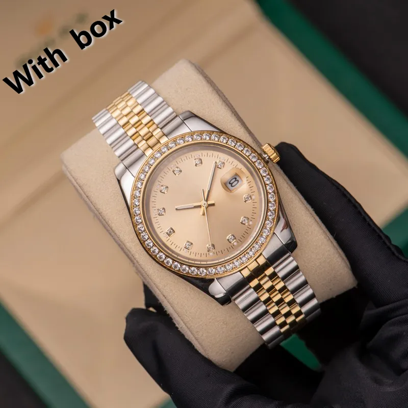 Часы с механизмом ZDR-2813, 36/41 мм, автоматические, 28/31 мм, кварцевые женские/мужские безель, полностью из нержавеющей стали, женские водонепроницаемые светящиеся наручные часы с бриллиантами, подарки