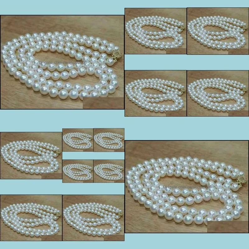 Beaded Necklaces & Pendants Jewelry 8-9Mm South Sea Natural White Double Layer Pearl Necklace 18Inch 14K Gold Clasp Womens Gift Drop Deliver