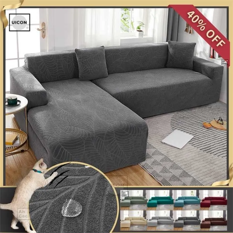 Elastyczna osłona sofa Wodoodporna do salonu Jacquard Poduszka Stretch Slipcovers Chaise Lounge 211116