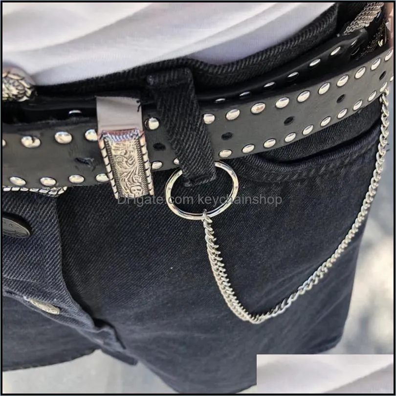 Keychains 3-layer Stainless Steel Mens Hip Hop Punk Rock Pant Chain Keyring Trousers Jeans Waist Wallet Metal Chains Keychain Boho