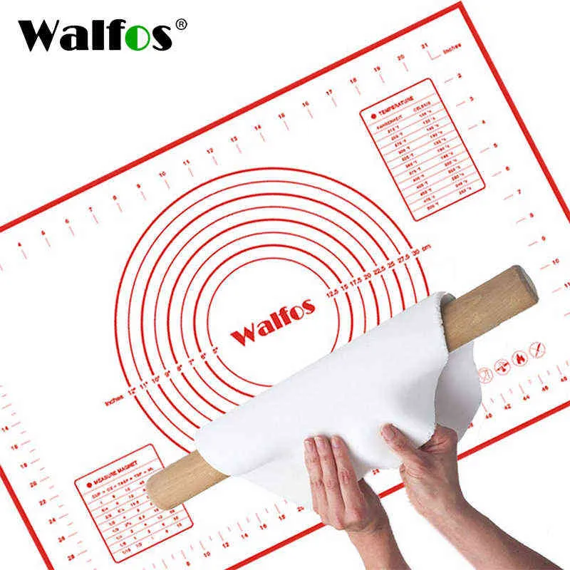 Walfos 1 peça 50x70cm Non Stick Silicone Baking Mats Folha Liner Pad Baking Mat Forno Macarrão Cozinha Ferramentas 211110