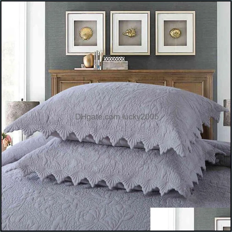 Chic Embroidery 3pcs Cotton Quilted Bedspread Reversible Quilt Coverlet Set Ultra Soft Bed Cover Pillow shams Queen King size