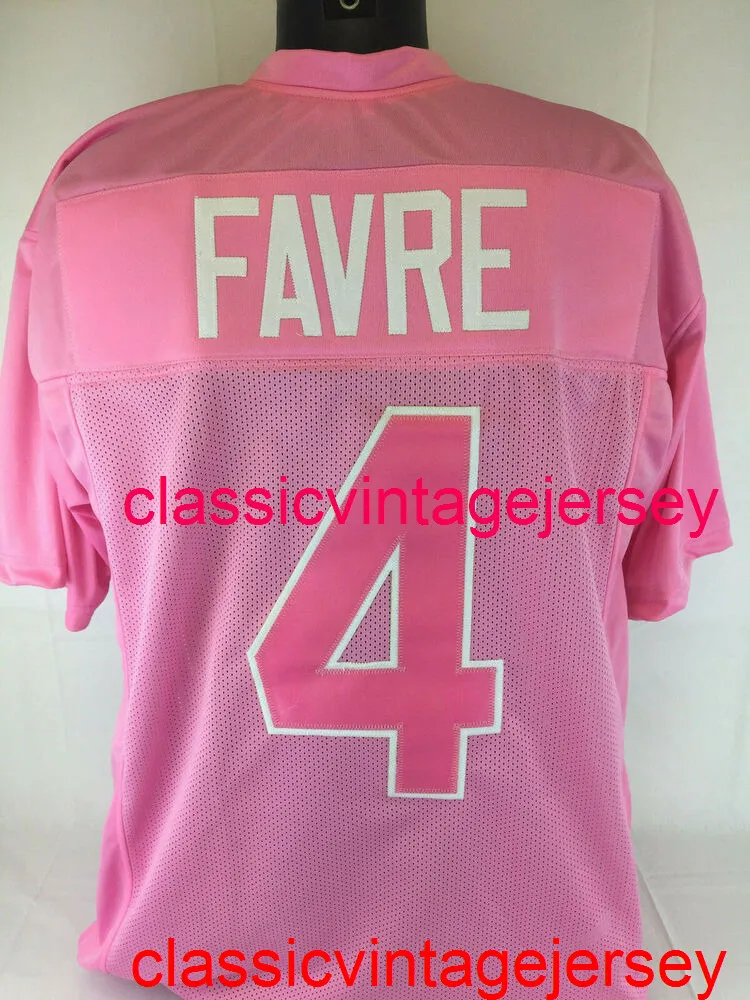 Stitched Men Women Youth Brett Favre Custom Sewn Pink Football Jersey Embroidery Custom Any Name Number XS-5XL 6XL