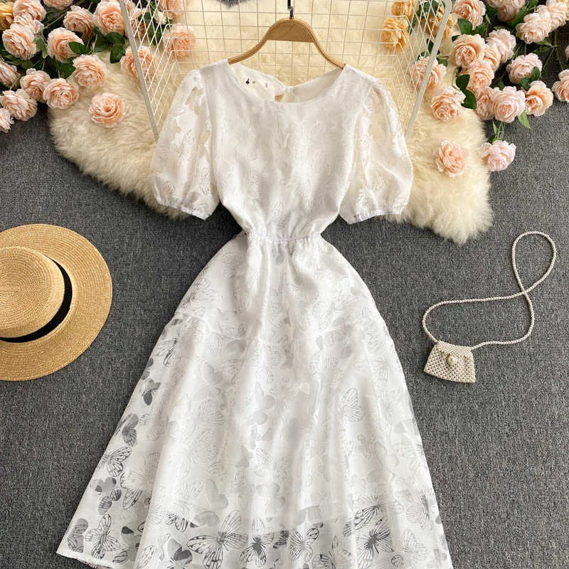 white flowy cotton dress ALMA Mini women long dress day comfortable wearing Posie Cotton Maxi Dress Size:Coat Size 50
