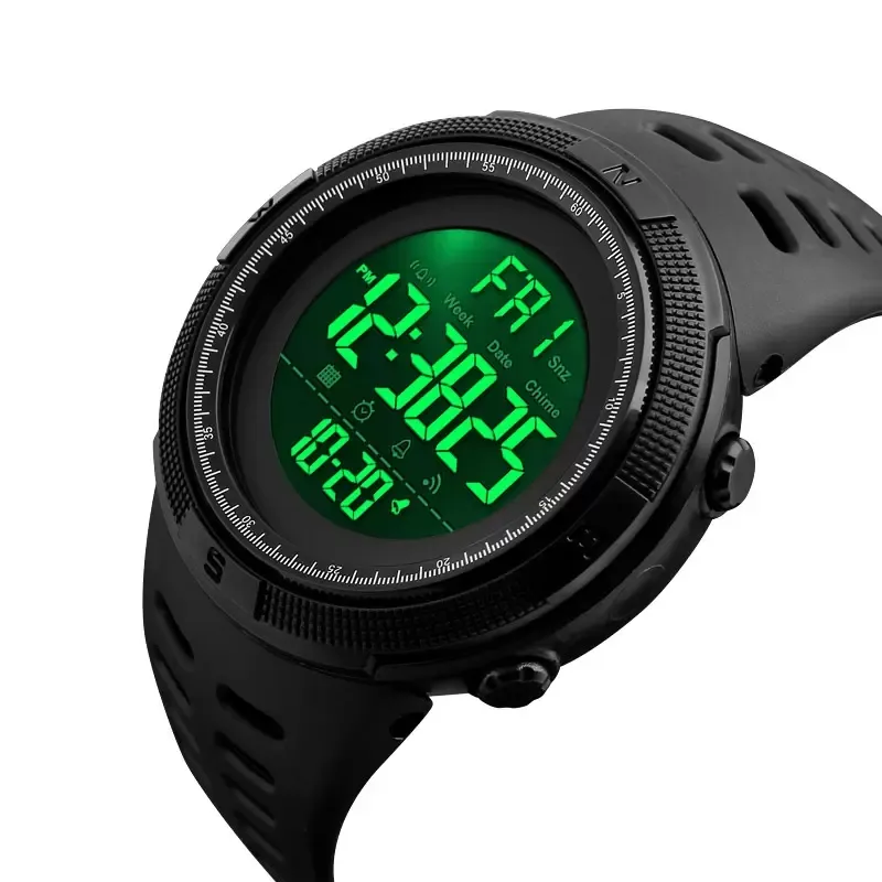 Reloj deportivo para exteriores, relojes multifunción para hombre, reloj despertador, reloj Digital resistente al agua de 5 barras, correa de PU con luz trasera 2022